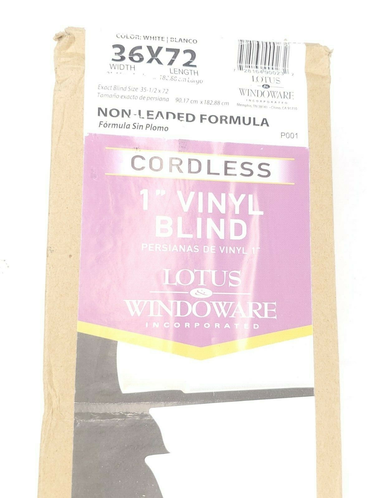 Lotus & Windoware 1″ White Cordless Blind 36×72 Brand New Open Box Free Shipping