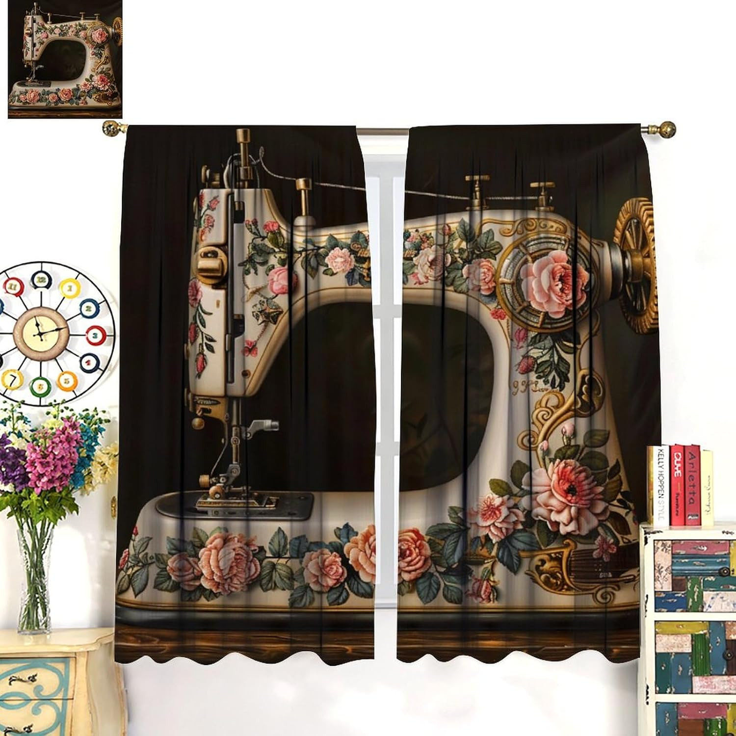Victorian Style Blackout Curtains for Bedroom Living Room, Rod Pocket Sewing Mac