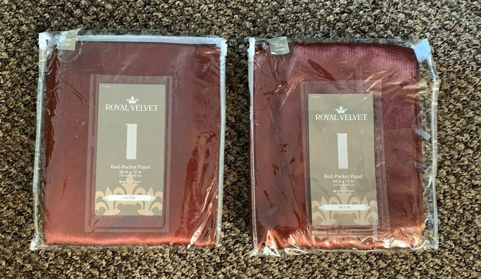 NEW Royal Velvet Hilton Rod-Pocket Panel Curtain 54 x 72 inches Burnt Henna TWO
