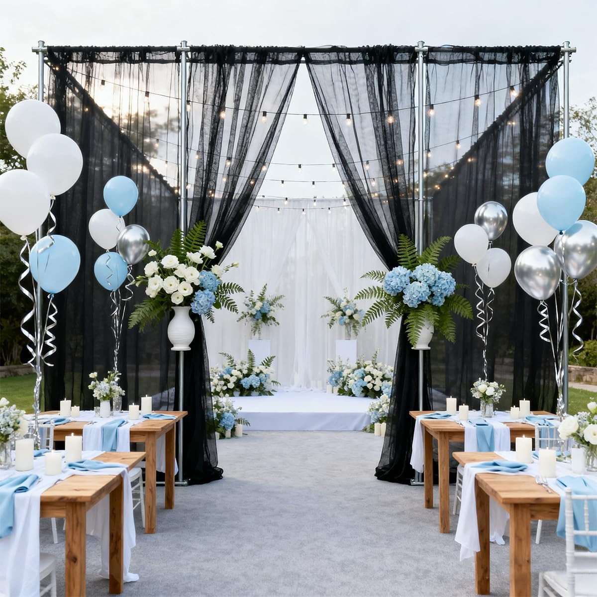 Extra Wide Outdoor Curtains Waterproof Mesh Screen for Patio Lightweight Privacy