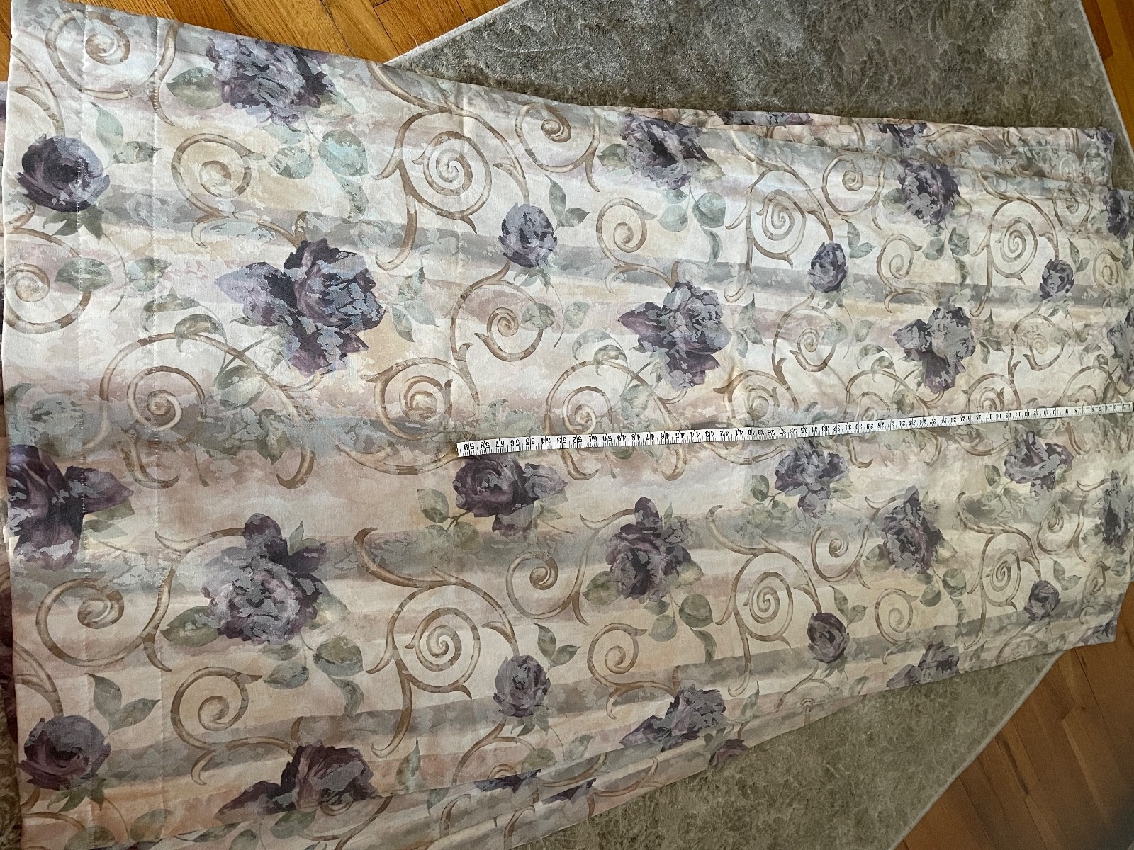 4 pce Croscill Chambord Cassis Original Matte Drapes Purple Rose Roses 80″L