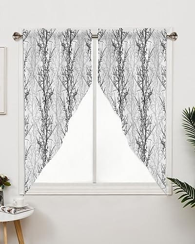 Swag Valances for Windows 2 Pack, Pastoral 36″W x 36″L (Pack of 1) Black Grey