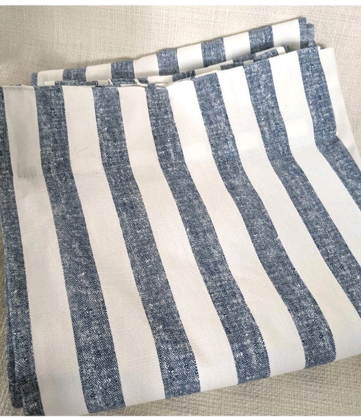 Pottery Barn (2) Matching 50″w x 96″l Unlined Cotton Blue & White Curtains