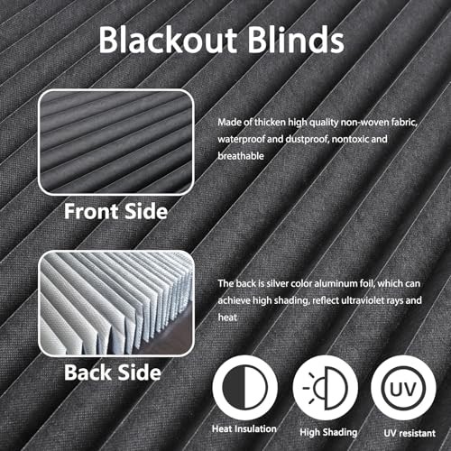 Window Blinds Cordless Blackout No Drill Cut to Size 24″W x 59″H Grey – 1 Pack