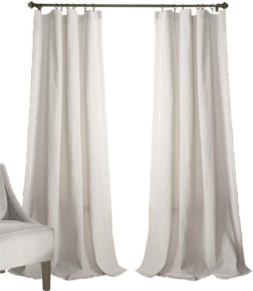 Rosalie Lace Curtains, 54″ W x 108″ L, Vintage White Panels