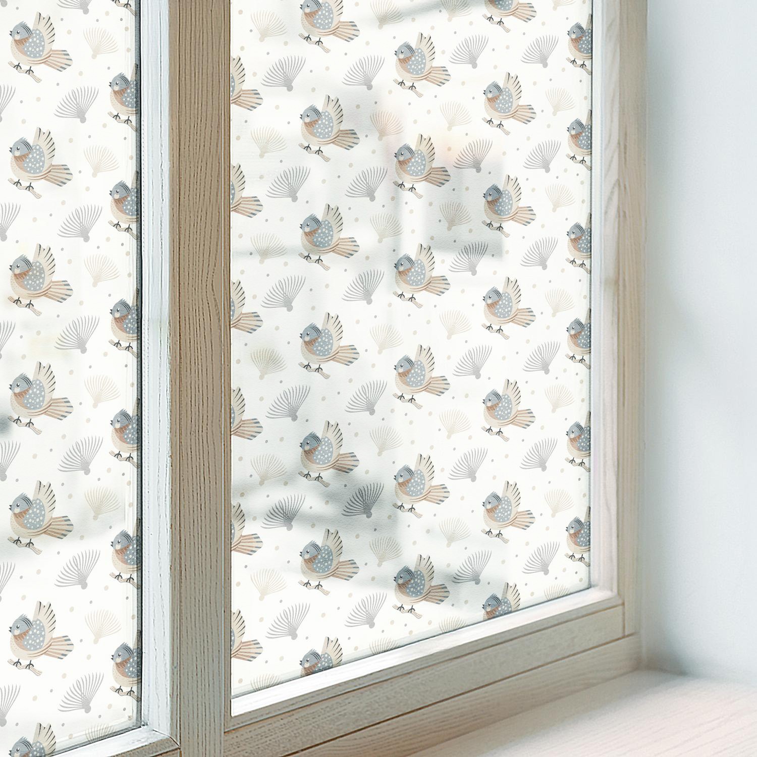 Frosted Glass Sticker Self Adhesive Birds Pattern Flowers And Plants