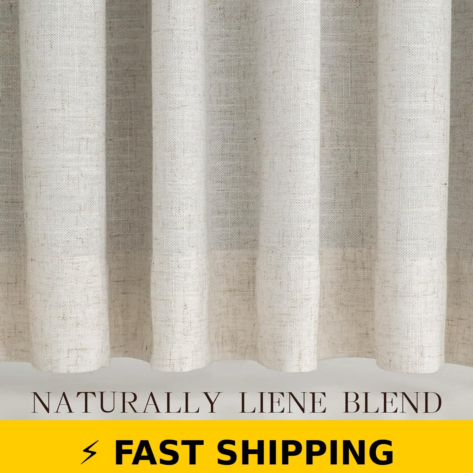 NALQET 100% Blackout Pinch Pleated Curtains 90″ Long Natural