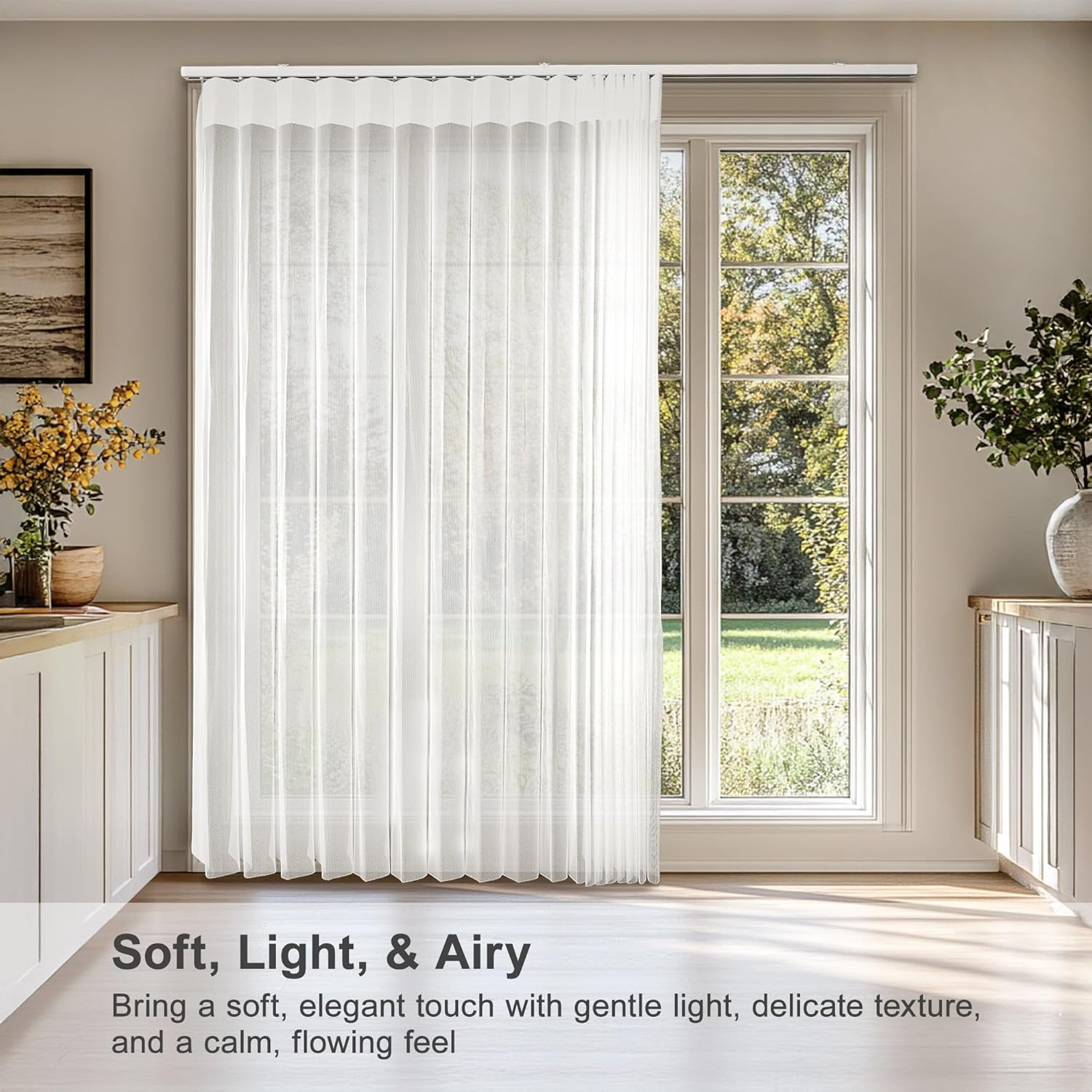 Stylish White Sheer Vertical Blinds for Large Windows & Sliding Doors 78″x84