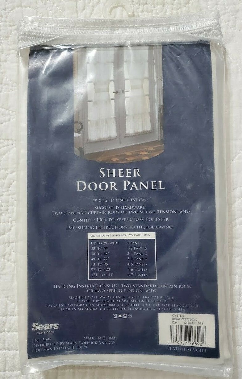 NEW Colormate Sheer Door Panel Platinum Voile Oyster White 59×72 from Sears