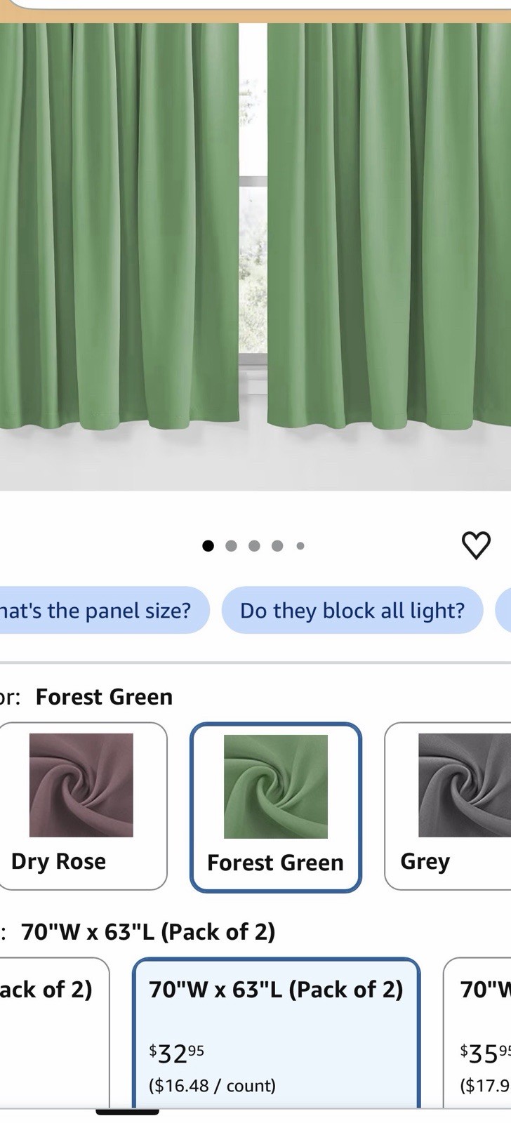 NICETOWN Blackout Curtain Panels Forest Green 70″x63″ 2-Pack