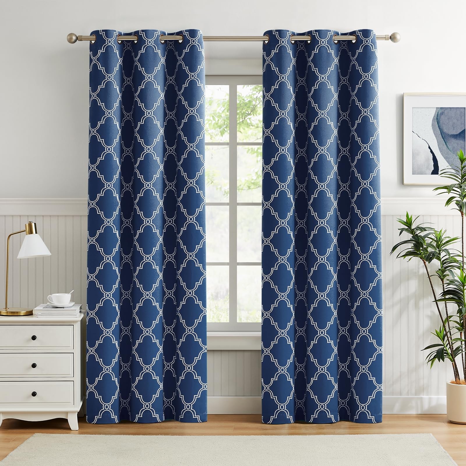 Melodieux 100 Blackout Curtains 96 Inches Long For Living Room Moroccan Style