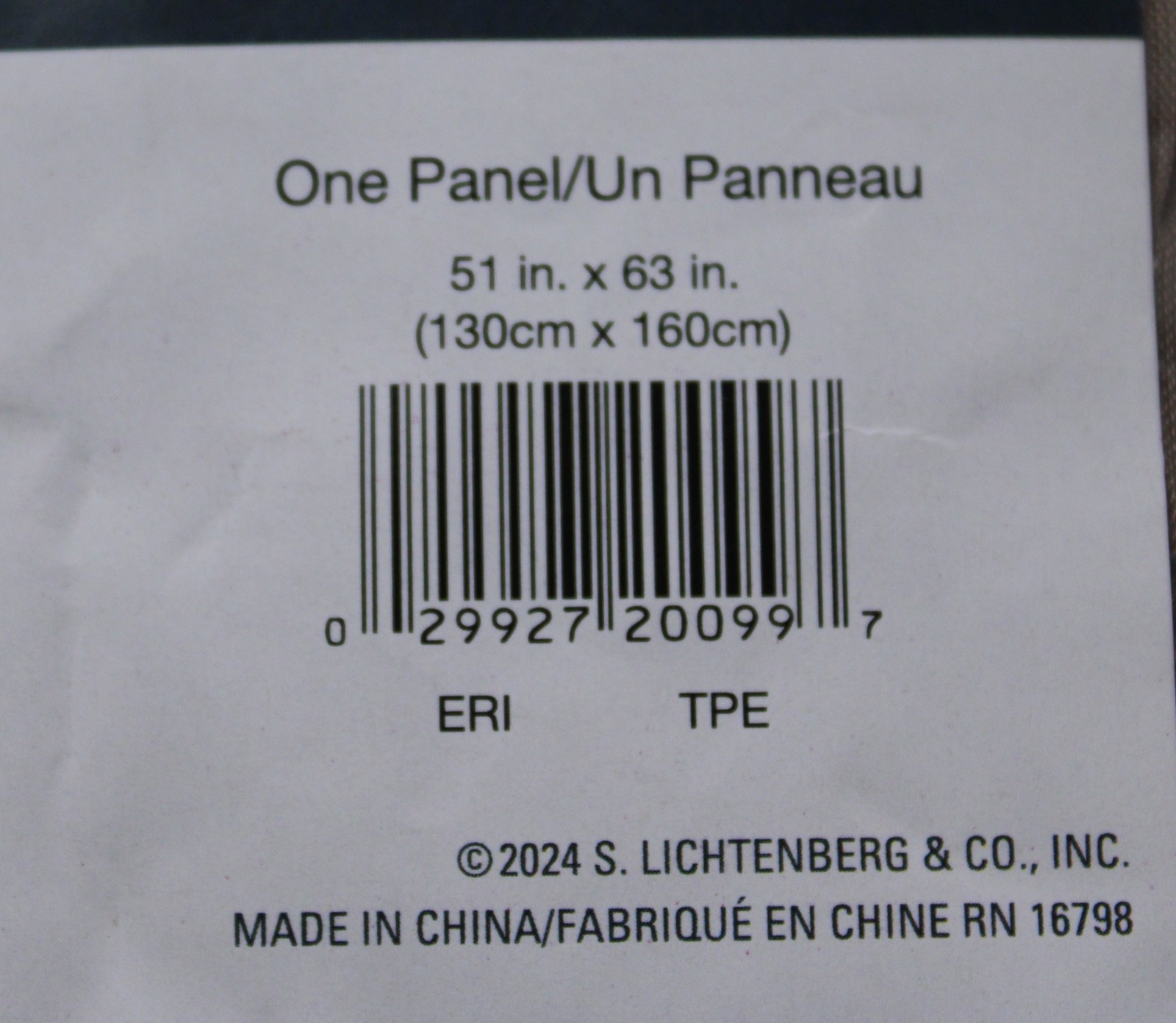 No 918 Lichtenberg Woven One Panel Curtain BL1 Brown Size 51in. x 63in.