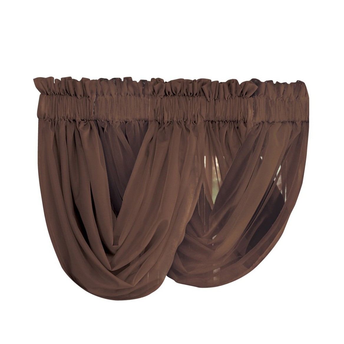2-Piece Sheer Scoop Valance Set, Taupe
