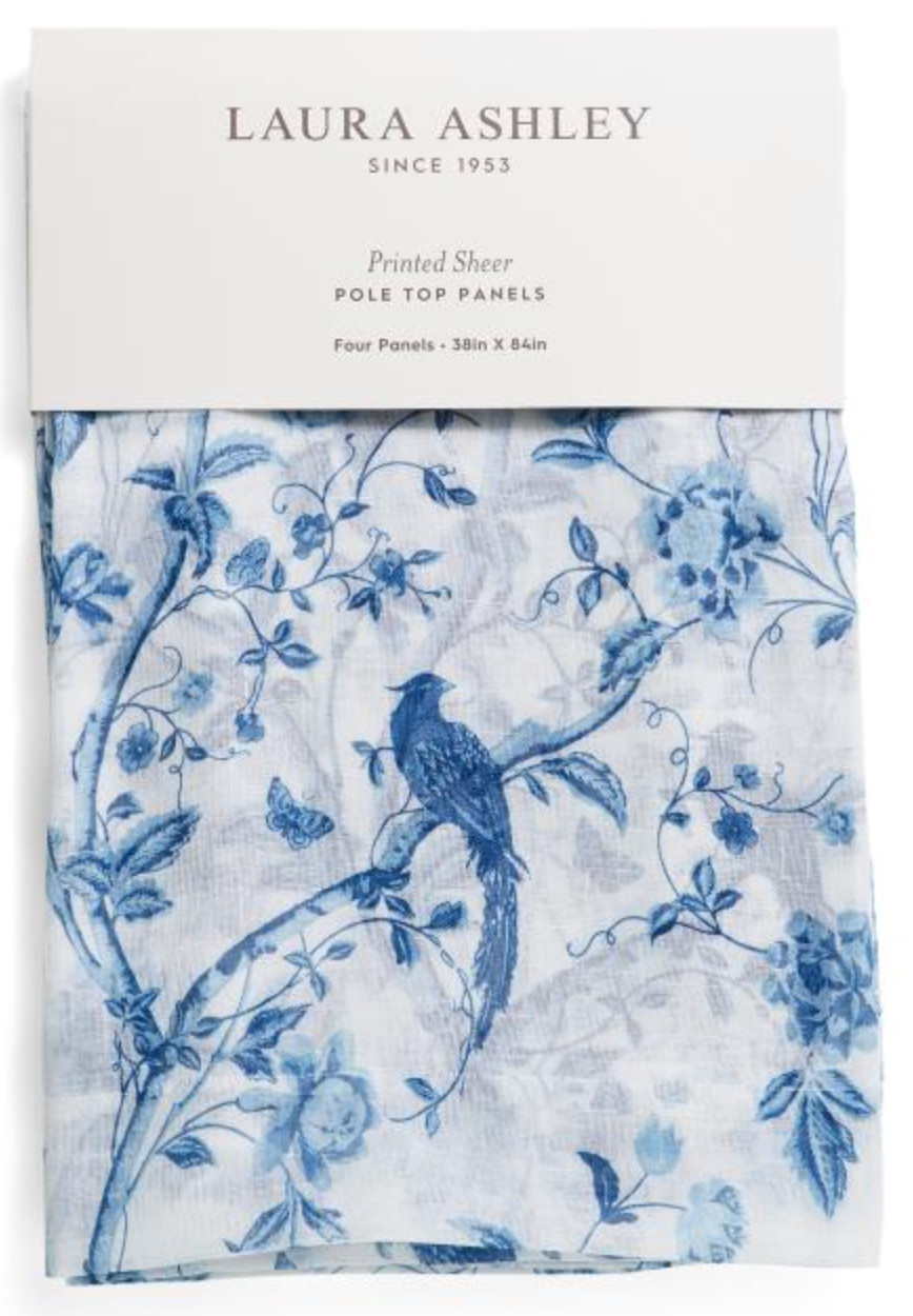 4 Laura Ashley Summer Palace Floral Birds Pole Top Window Panels Curtains 38×84”
