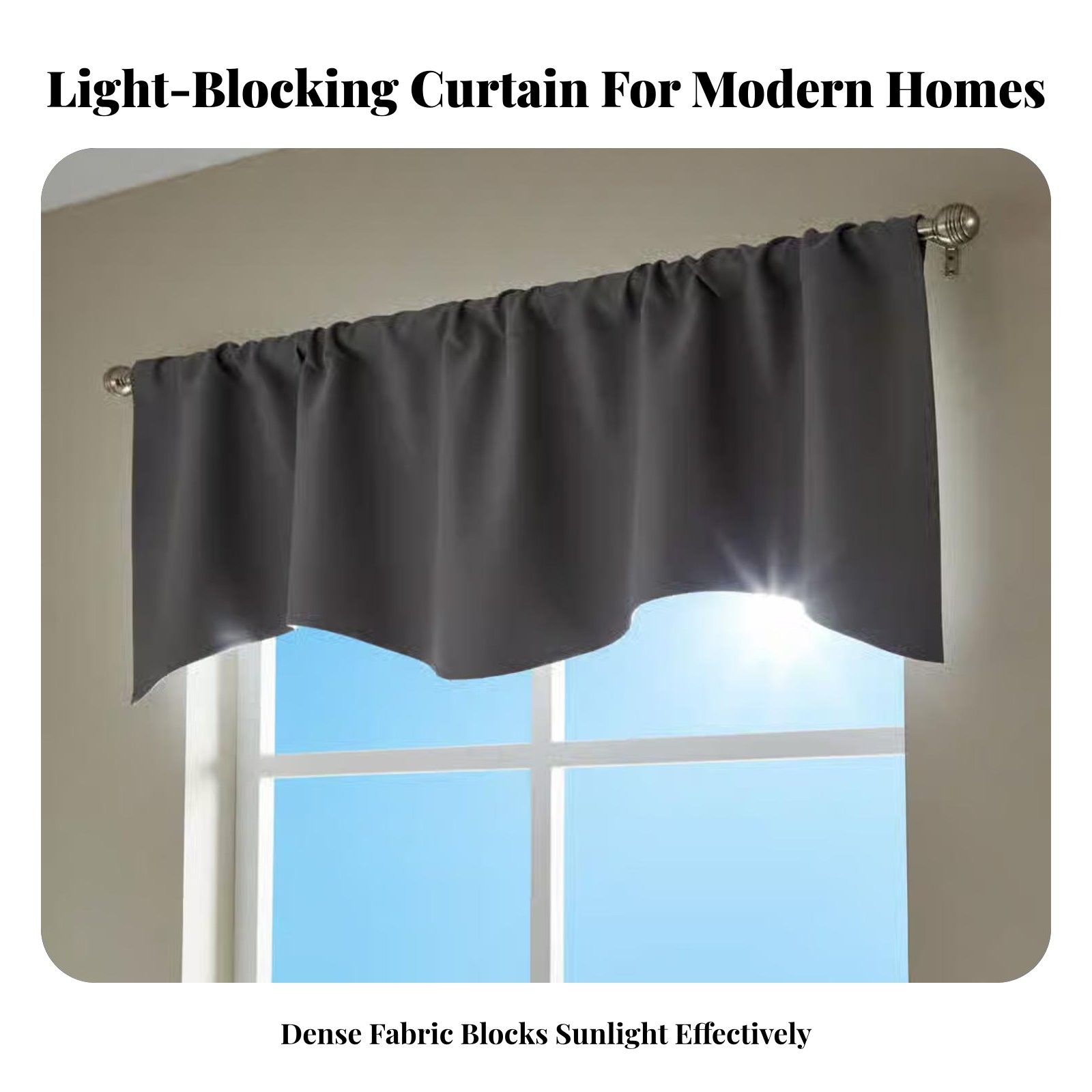 1 Panel Kitchen Valance Decorative Cafe Window Deep Grey