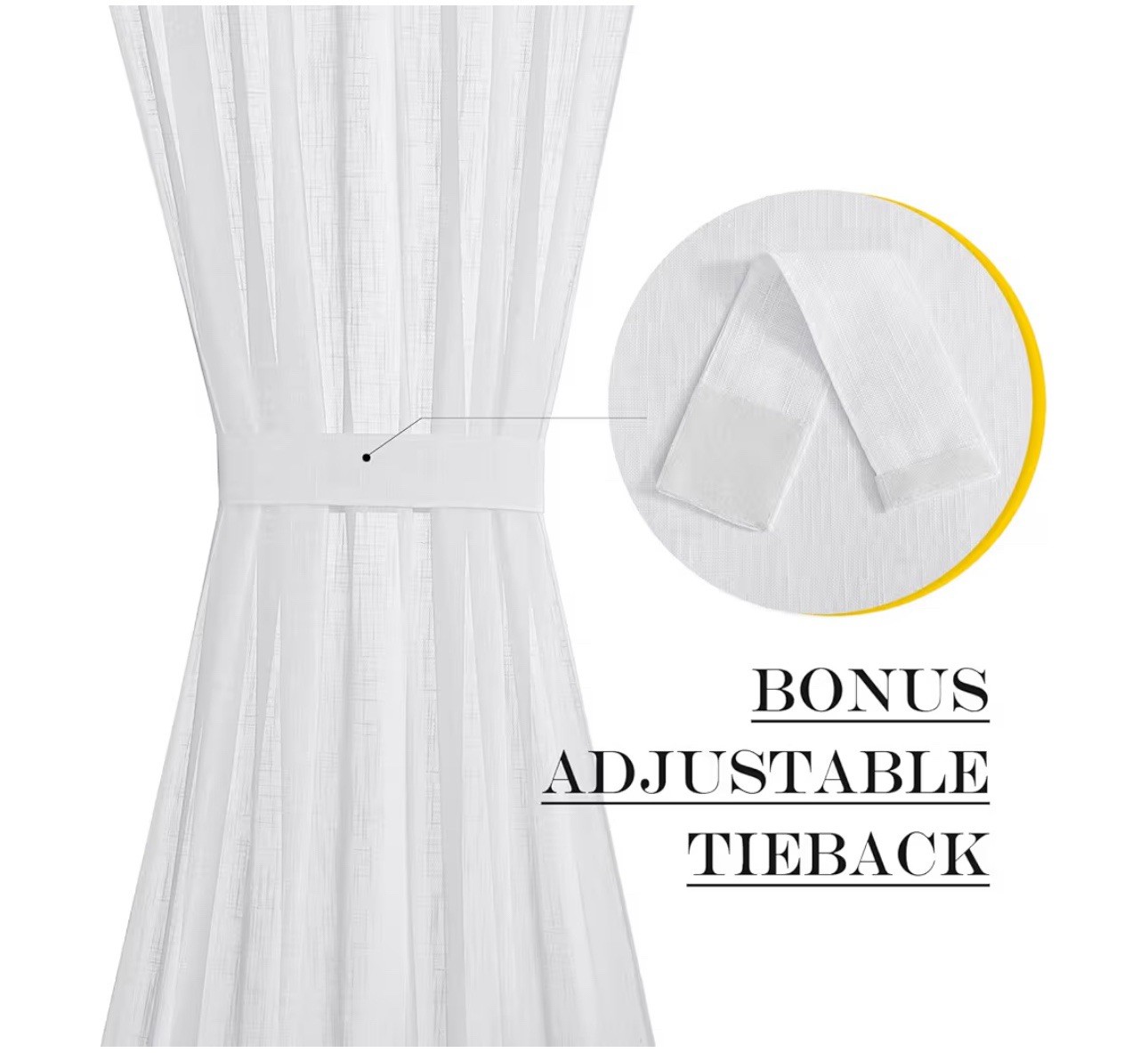 NICETOWN White 52×40 1 Panel front curtain door semi-transparent voile French