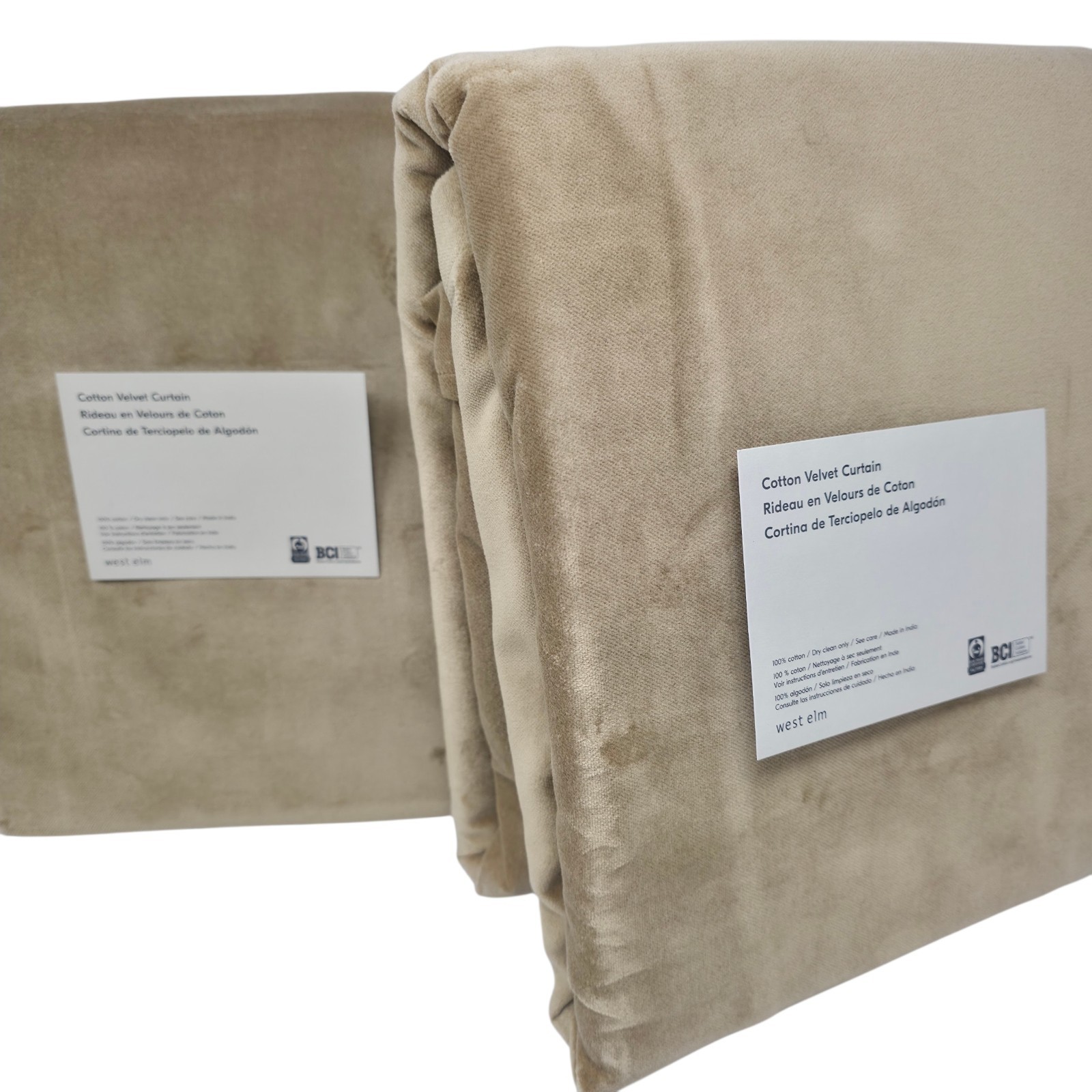 West Elm Set Of 4 Cotton Velvet Curtains 48×84 Antique Gold Velvet Drapes