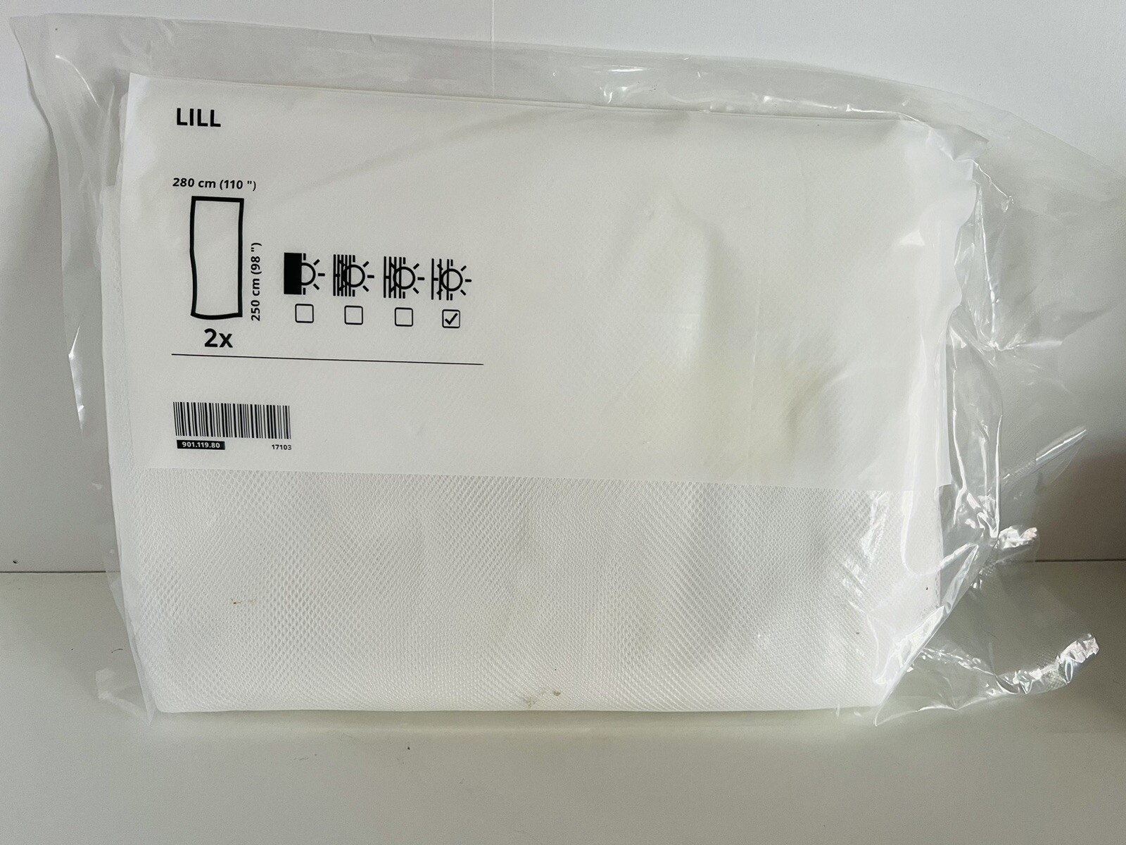 IKEA Lill Pair White Mesh Curtain Panels 110 in x 98 in Fairy Dainty Canopy NEW