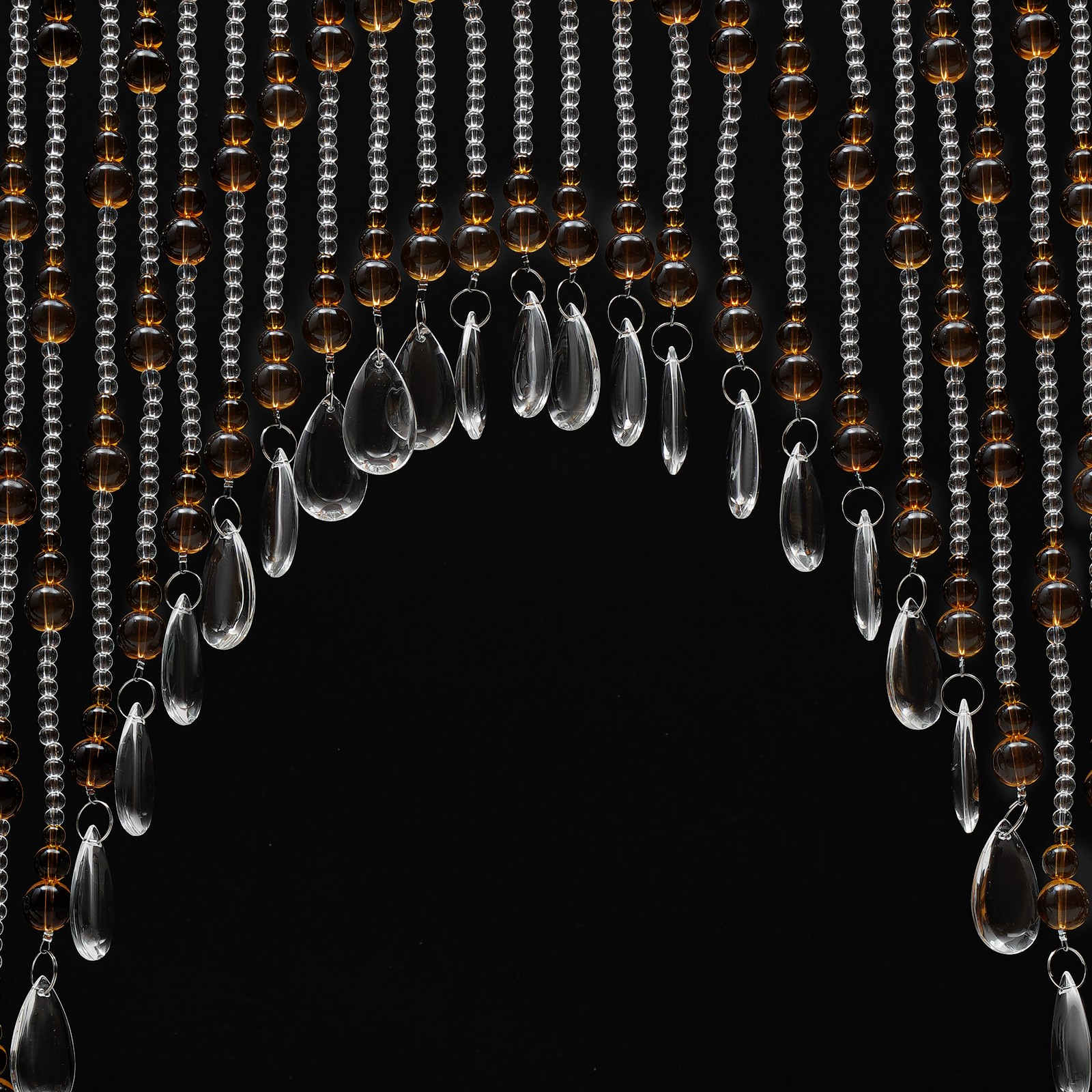 Amber Beaded Door Curtain 25-Strand Crystal Glass Beads Curtain for Home Décor
