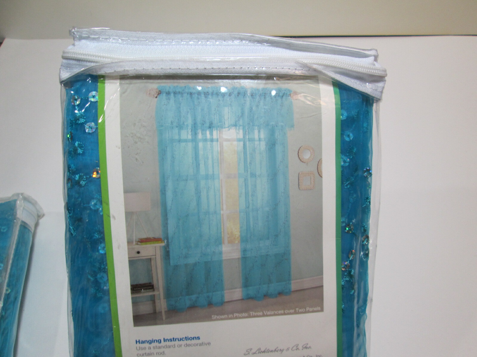 My Home by S. Lichtenberg STARLIGHT Sequince Sheer Panels 2(54″x63″) ~ Blue Sky
