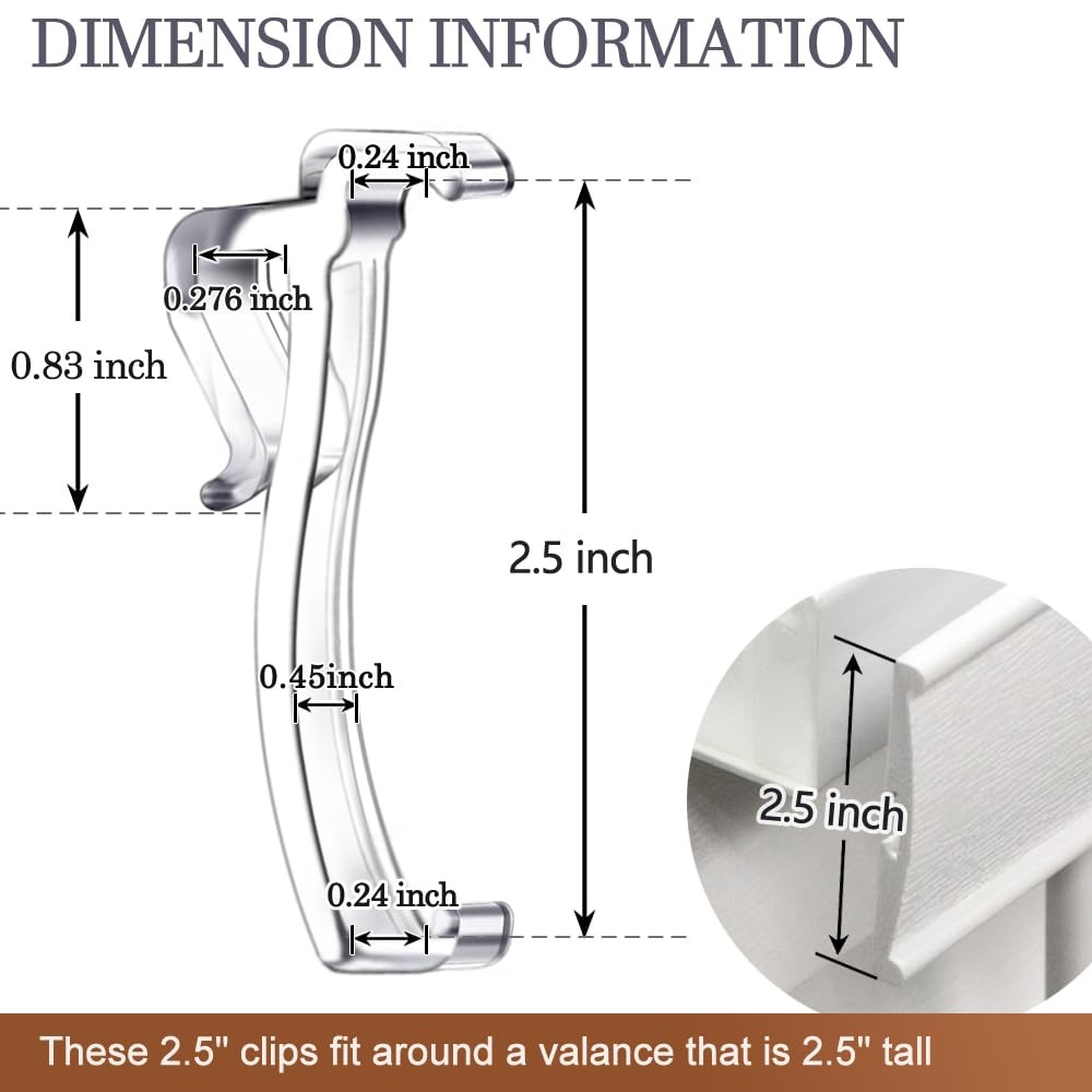 2.5 Inch Valance Clips for Horizontal Blind Valance (36 PCS)