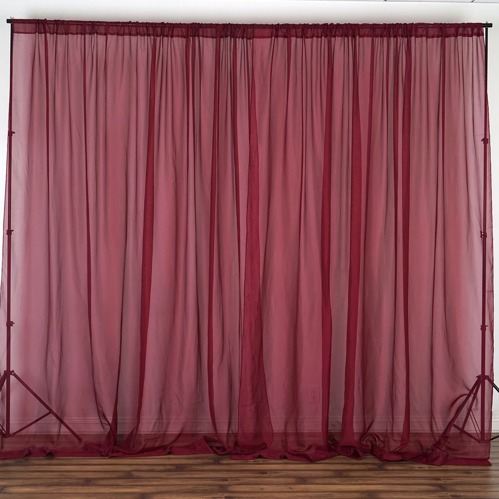 Burgundy 10 x 10 ft Voile BACKDROP CURTAINS 2 Panels 5×10 ft Party Decorations