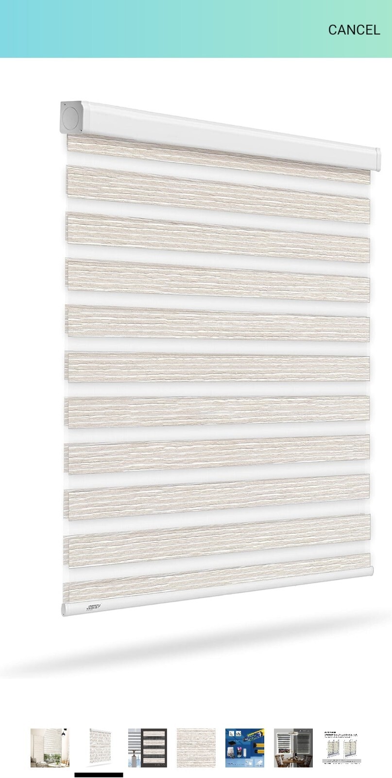 Jogney Zebra/Roller Shades -White/Beige. 47″W X 71.5″H