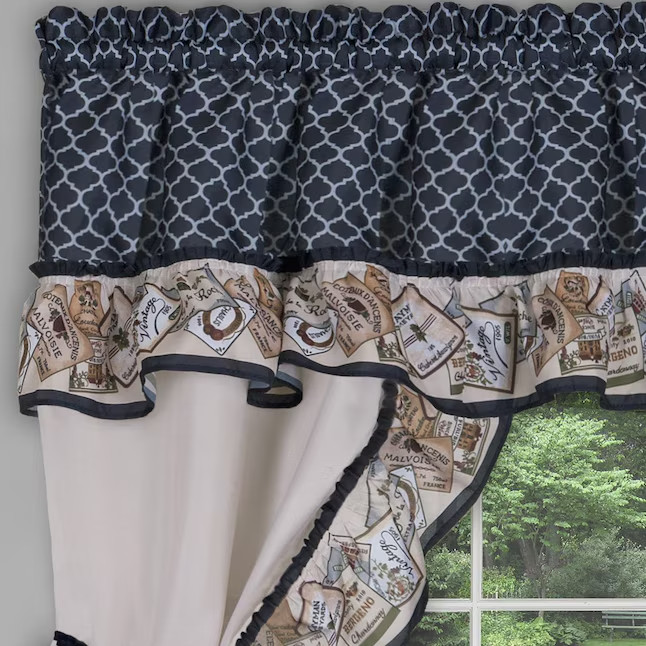 ACHIM Chateau Cottage Window Curtain Set 57×36 Navy