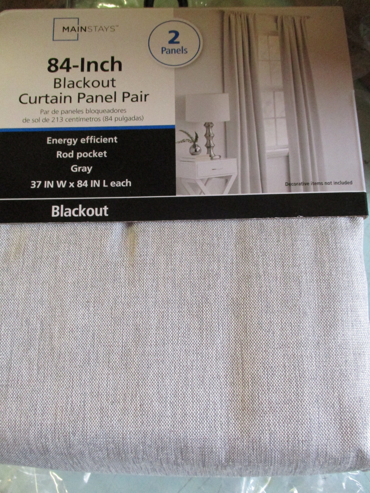 2 PANEL ROD POCKET ENERGY EFFICIENT BLACKOUT CURTAINS LIGHT GRAY 37″X84″ U17