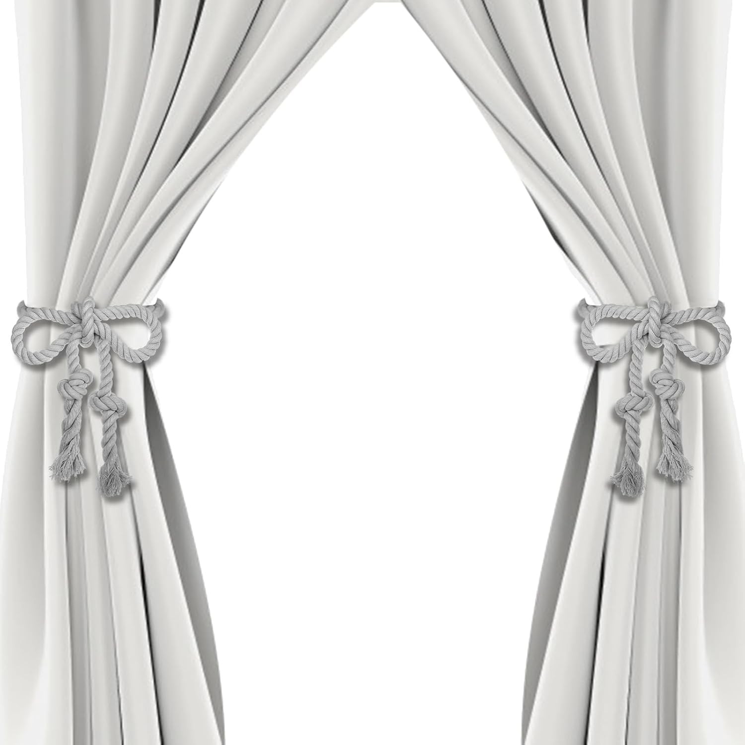 4 Pcs Hand Woven Curtain Tiebacks No Drilling – Boho Drape Holdbacks Rope for