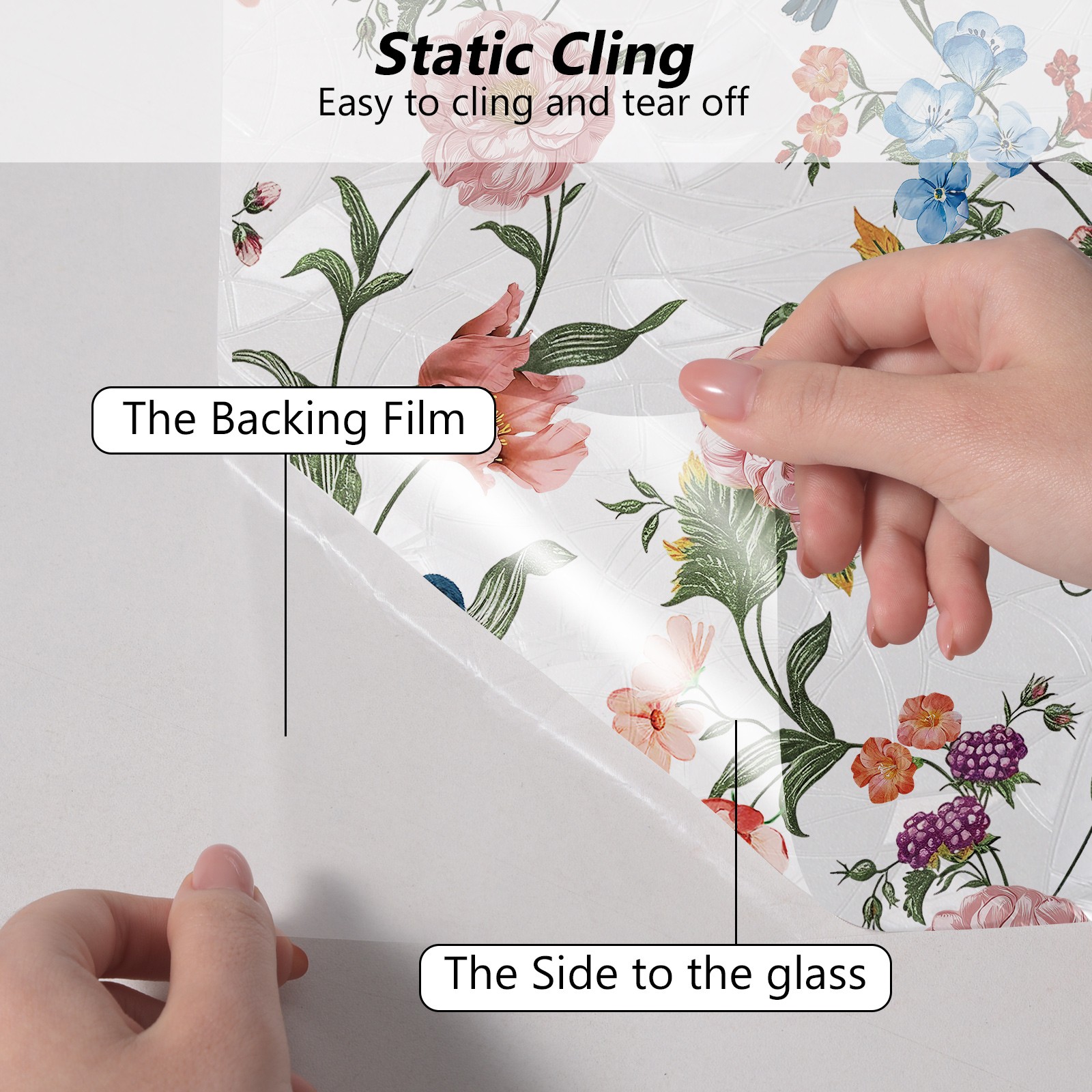 Bird & Flower Decals – Vibrant Static Electric Glass Stickers for Home Decor