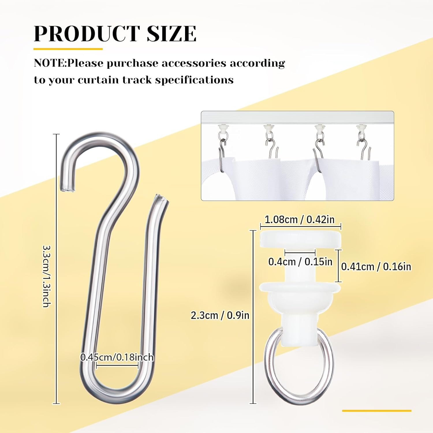 60 Pcs Curtain Track Gliders Hooks, Ceiling Curtain Track, Pack of 30 Pieces Hoo