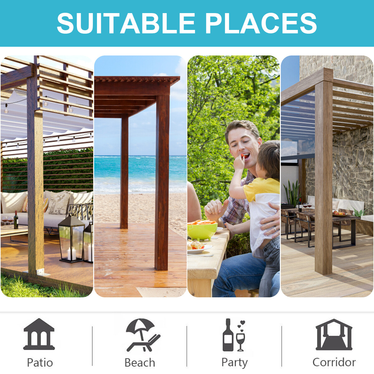 Single Panel Outdoor Curtains Waterproof Outside Privacy Curtains for Patio