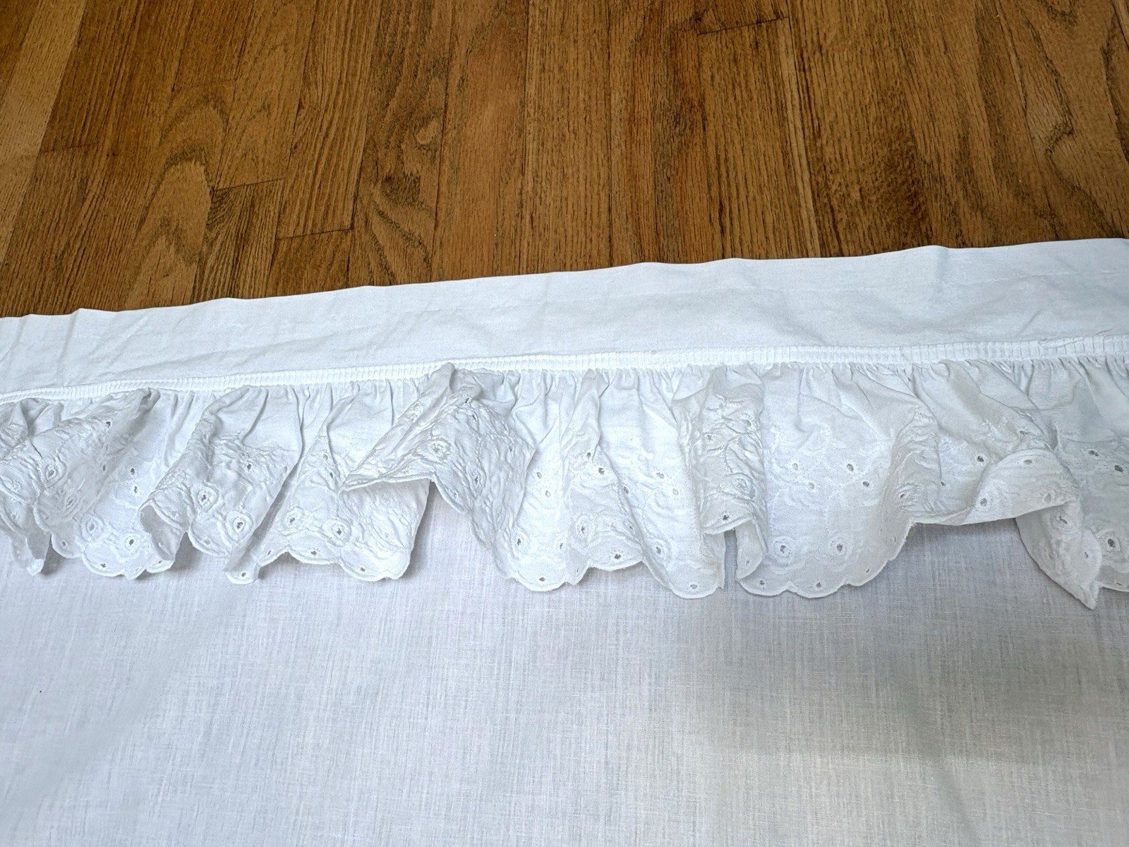 Set of 2 White Eyelet Lace Ruffle Curtain Drape Panels 42″ W x45″L Shabby Chic