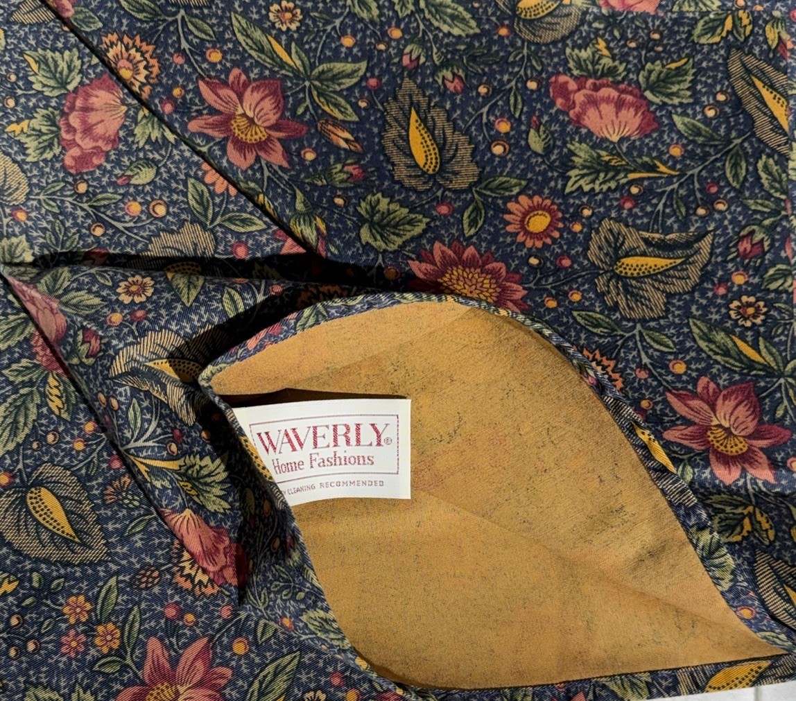 Waverly Valances William Morris Style Floral (3) ~76×15 Gold Red Rust Navy EUC