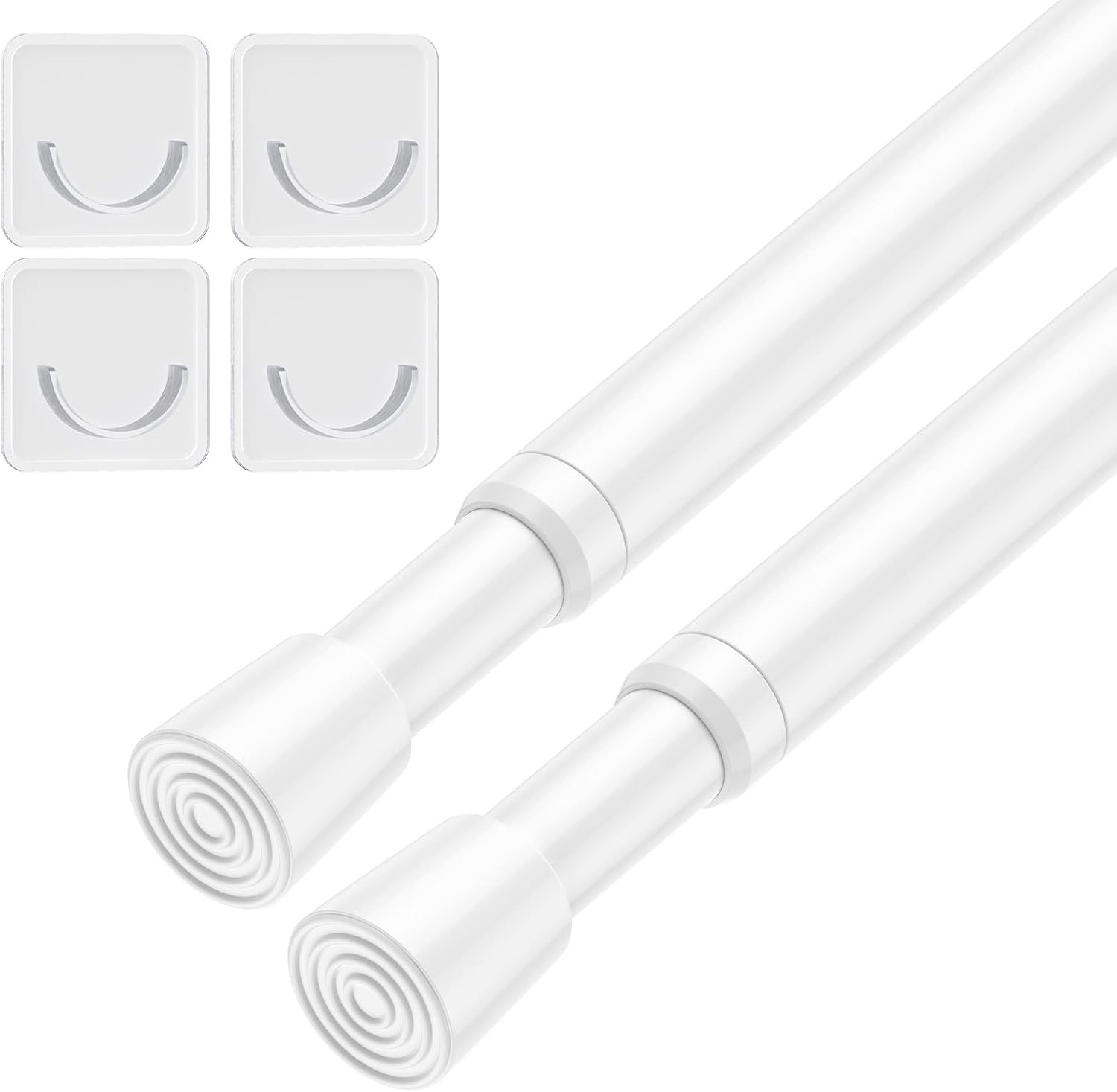 2Pack Tension Curtain Rod 26-39 Inch White No Drilling Spring Loaded Curtain