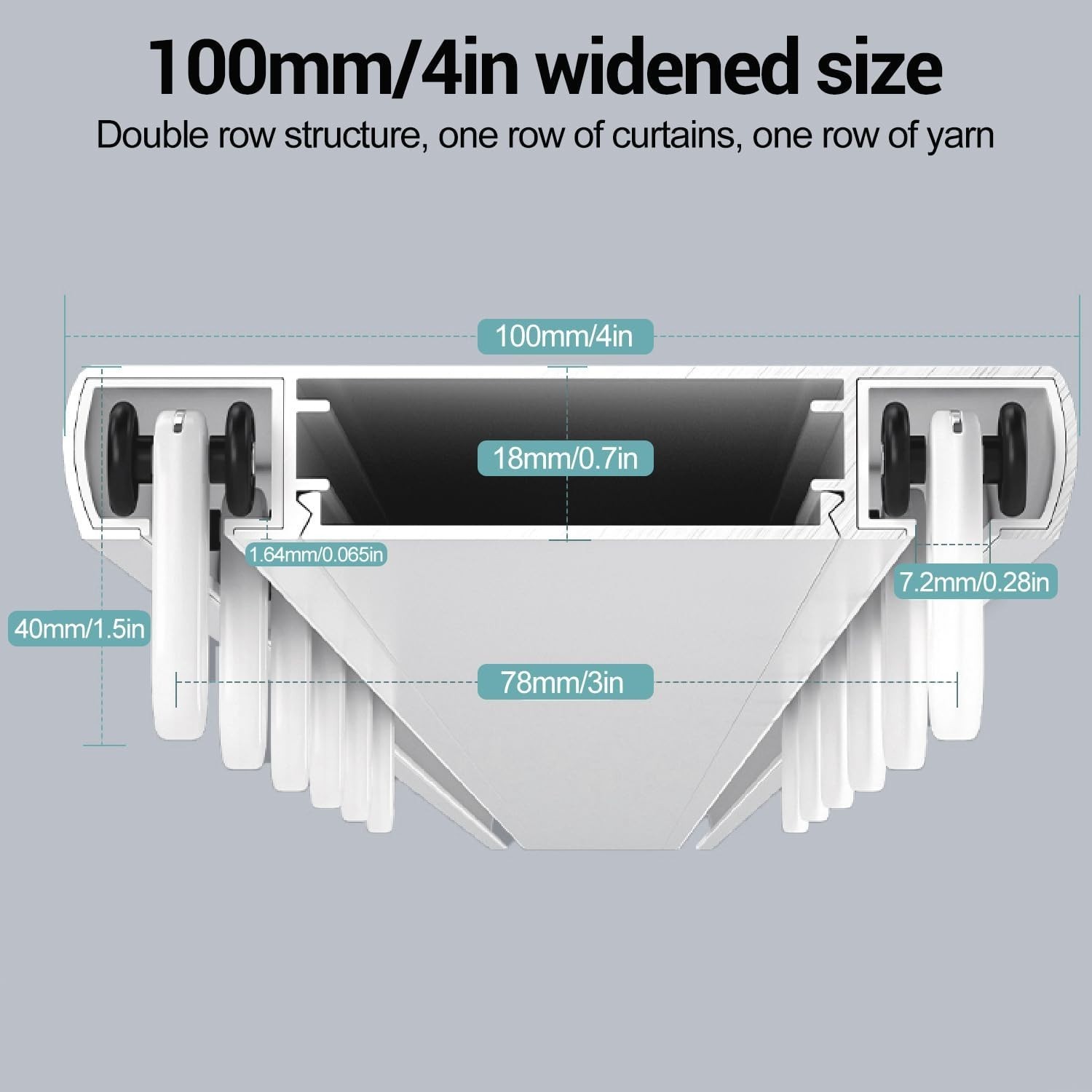 Double Row Curtain Track Ceiling Mounted, Silent Heavy Duty Curtain Track System