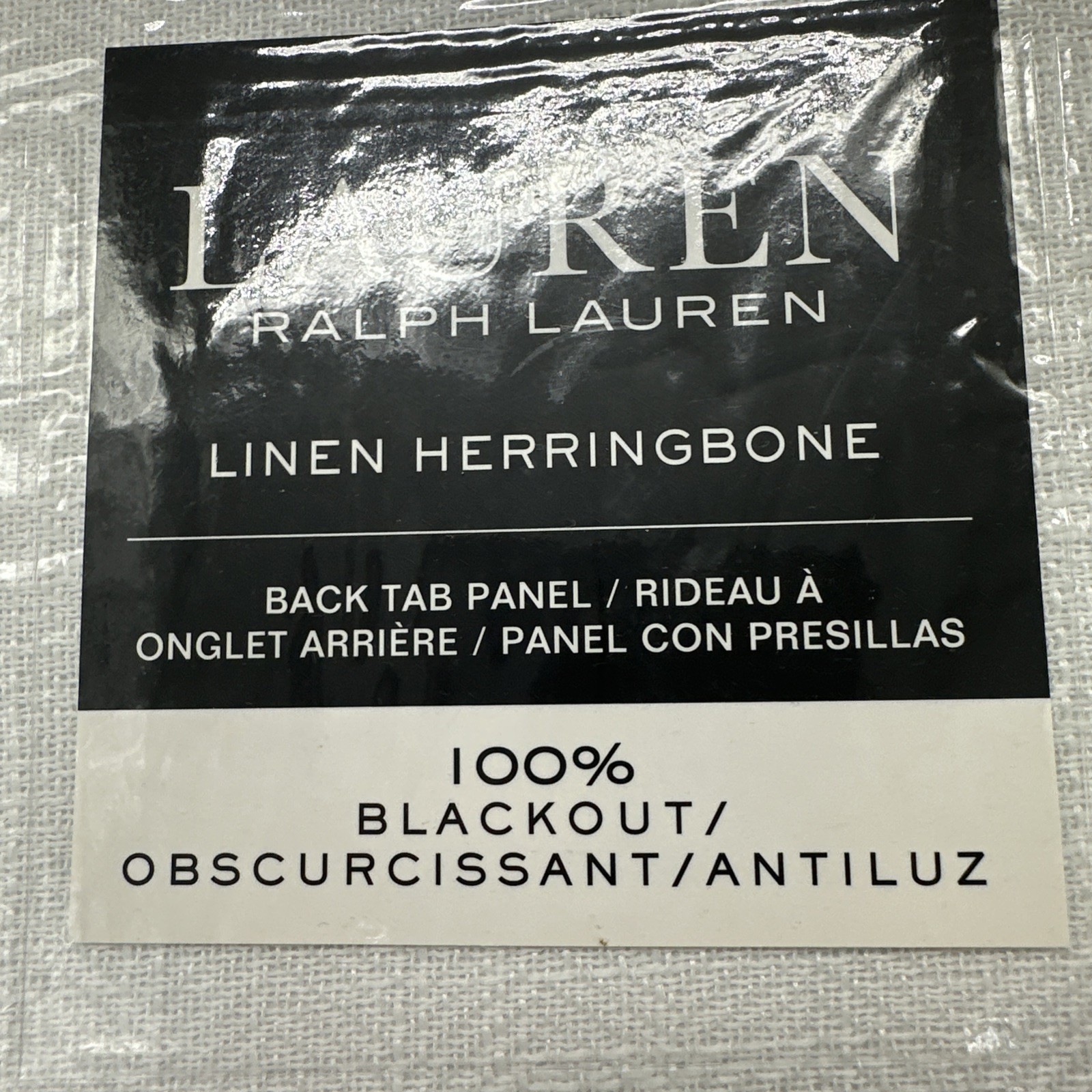 Ralph Lauren Back Tab Panel Curtain Blackout Herringbone- WHITE 52x 84” – New