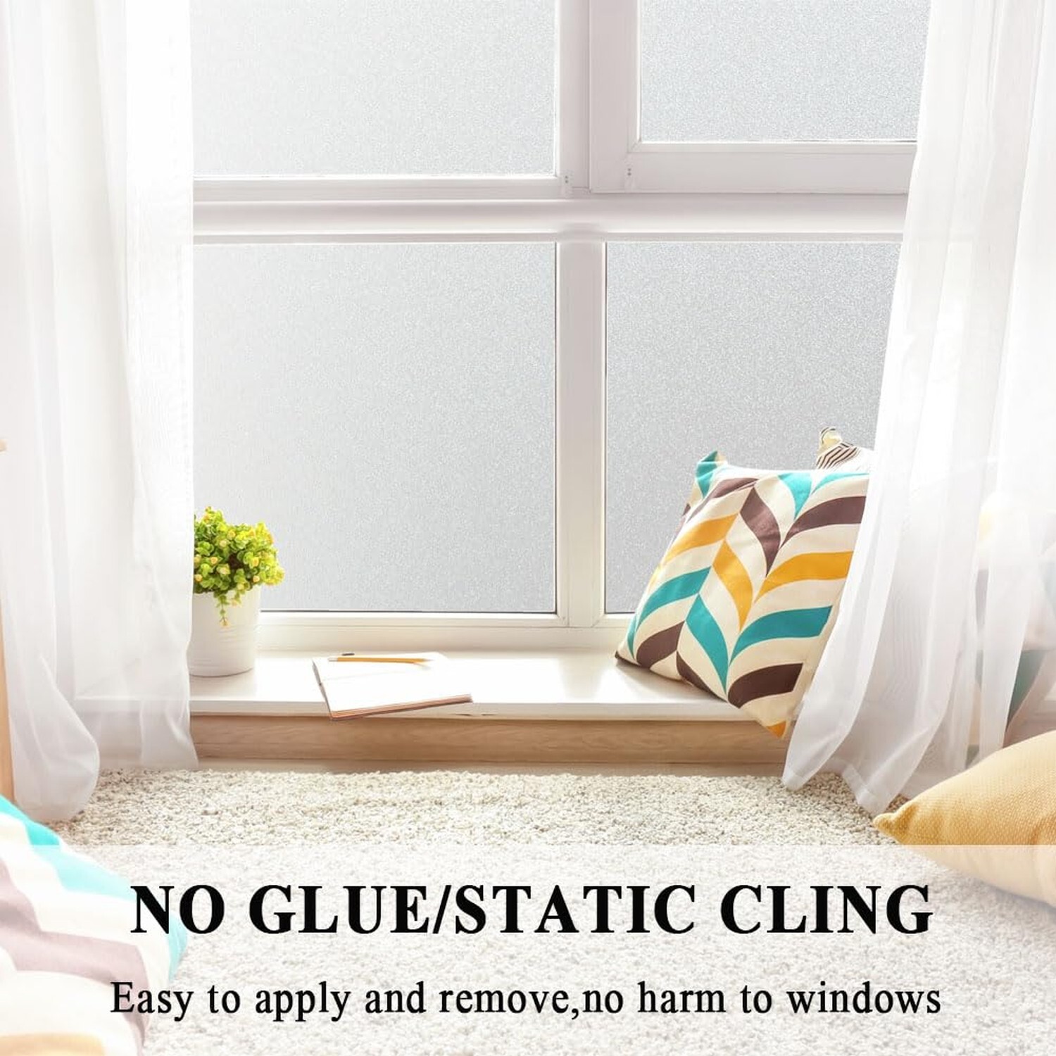 Frosted Window Film,Privacy Static Cling Glass Door Film,Removable Stained Gl…