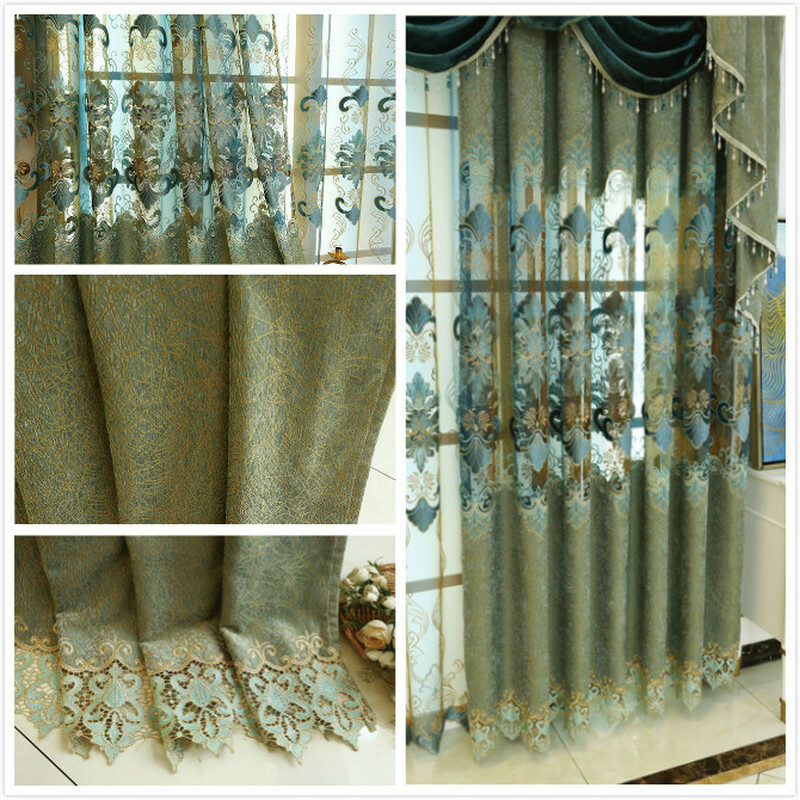 Blackout Chenille Curtain Water Soluble Embroidery Tulle Window Drape Modern New
