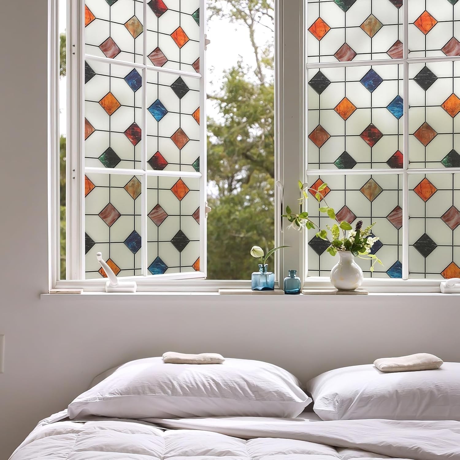 Stylish Geometric Window Clings, Easy Static Cling Installation, 17.7in x 78.7in