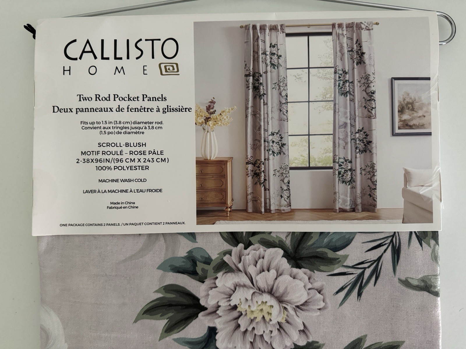 CALLISTO Window Curtains 2 Panels 38 X 96″ Heron Birds Drapers Back Tab Grey