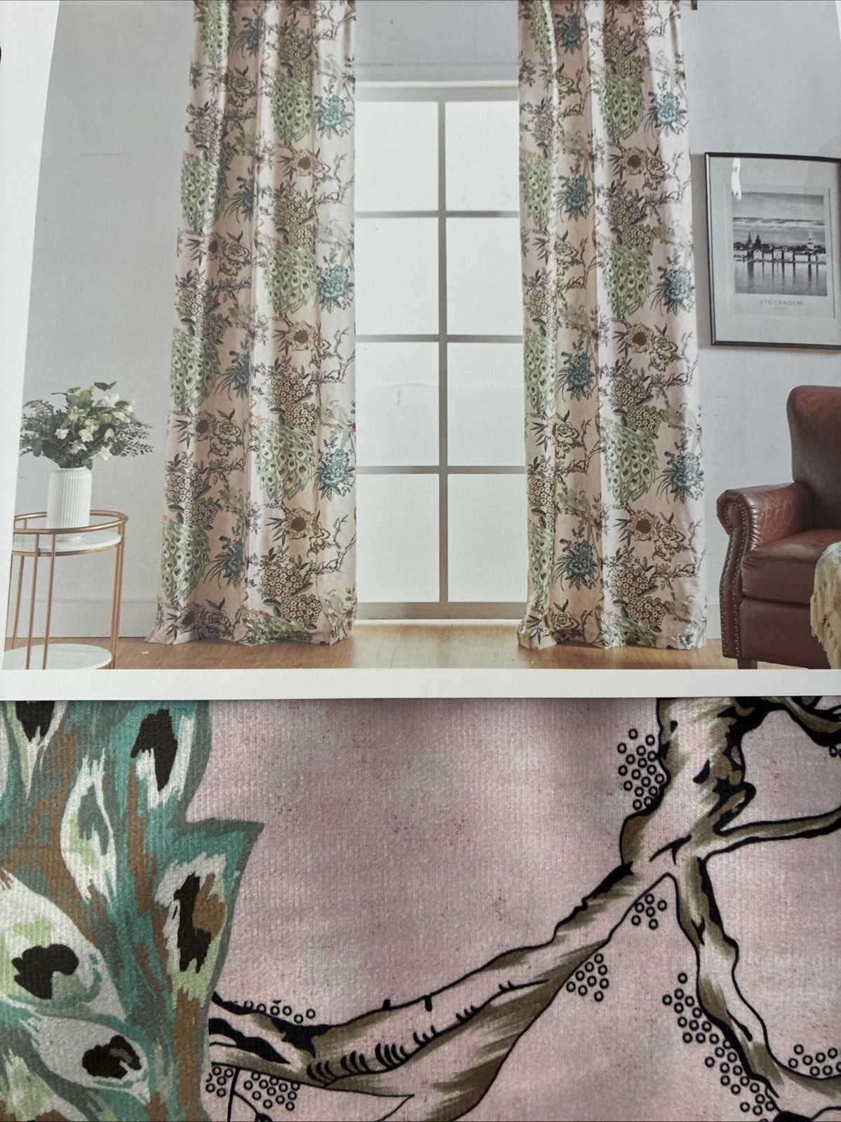 New Callisto Home Two Rod Pocket Panels 2 x 38″ x 84″ Peacock Birds Curtains