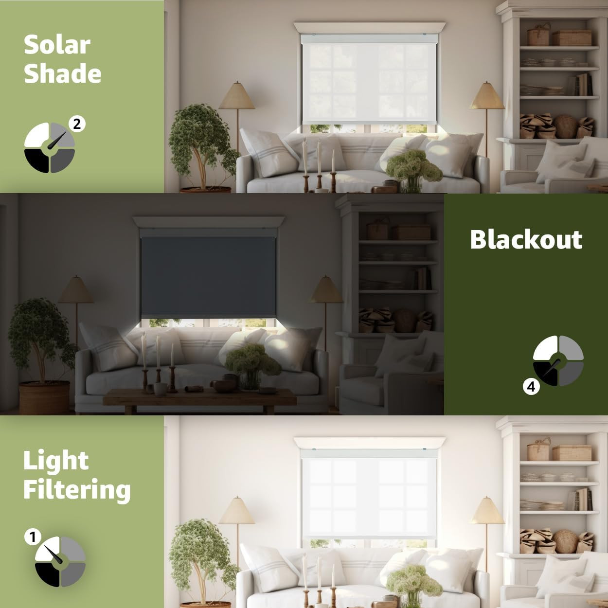 Custom Cordless Blackout Roller Shades, 34×64 Inch, Thermal Insulated Privacy
