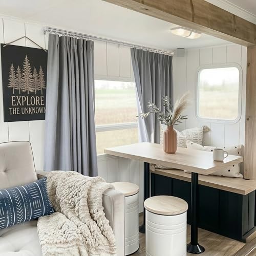 RV Track Blackout Curtains for Short Windows, 42″W x 45″L (Pack of 2) Grey
