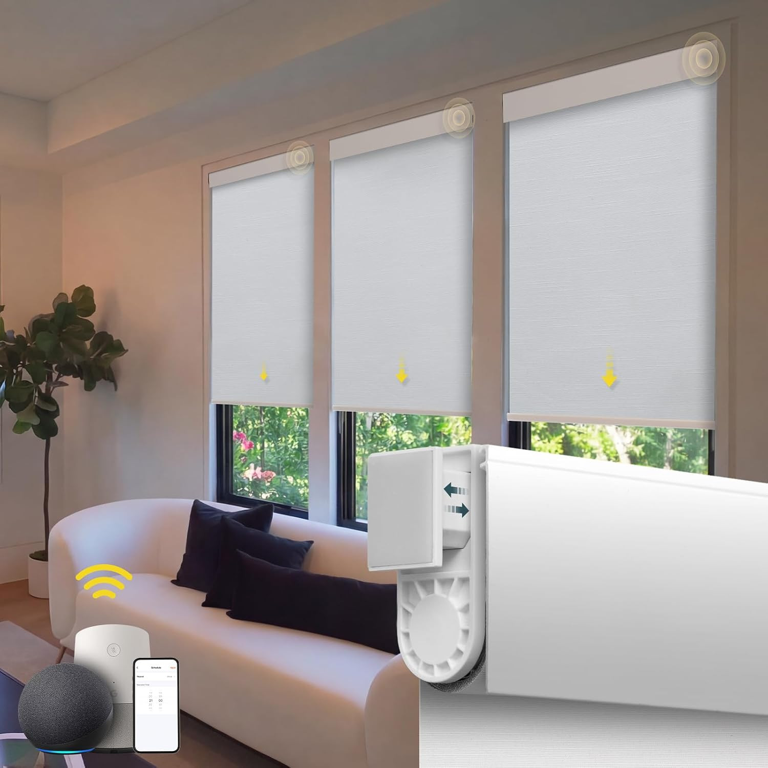 Motorized Blinds No Drill Automatic Blinds for Windows Cordless Roller Shades El