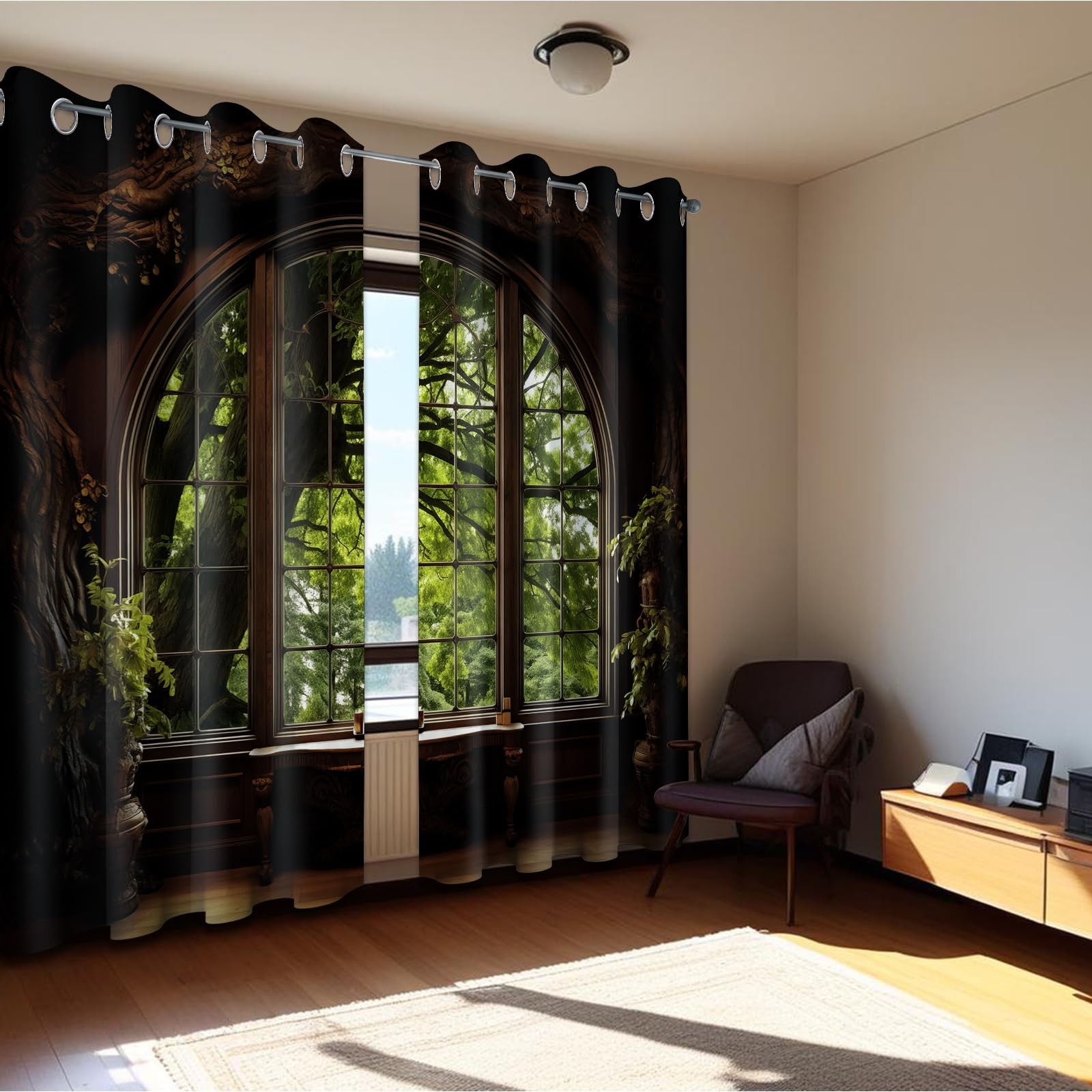 Forest Landscape Patterned Blackout Curtains Spring Nature Scene Mountain Gro…