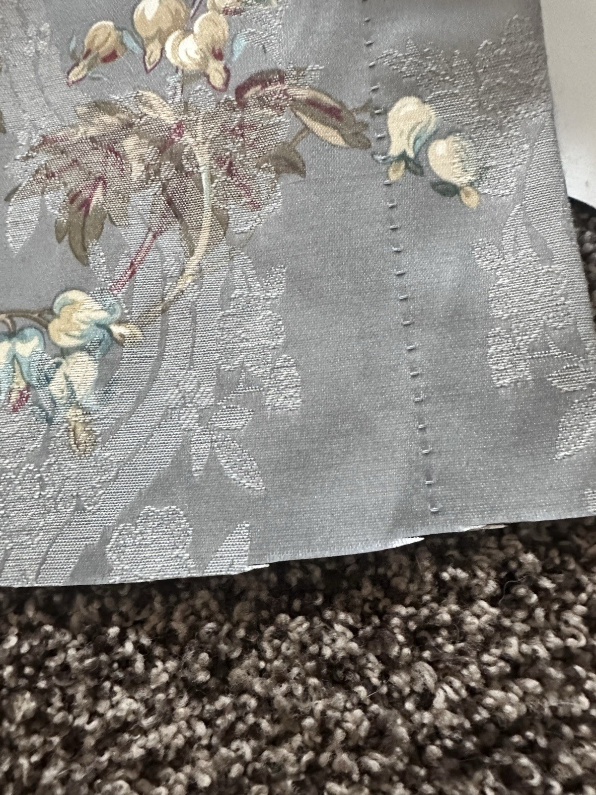 JCPenney Home Silver Floral Print Pinch Pleated Curtain 2 Panels Shabby Chic