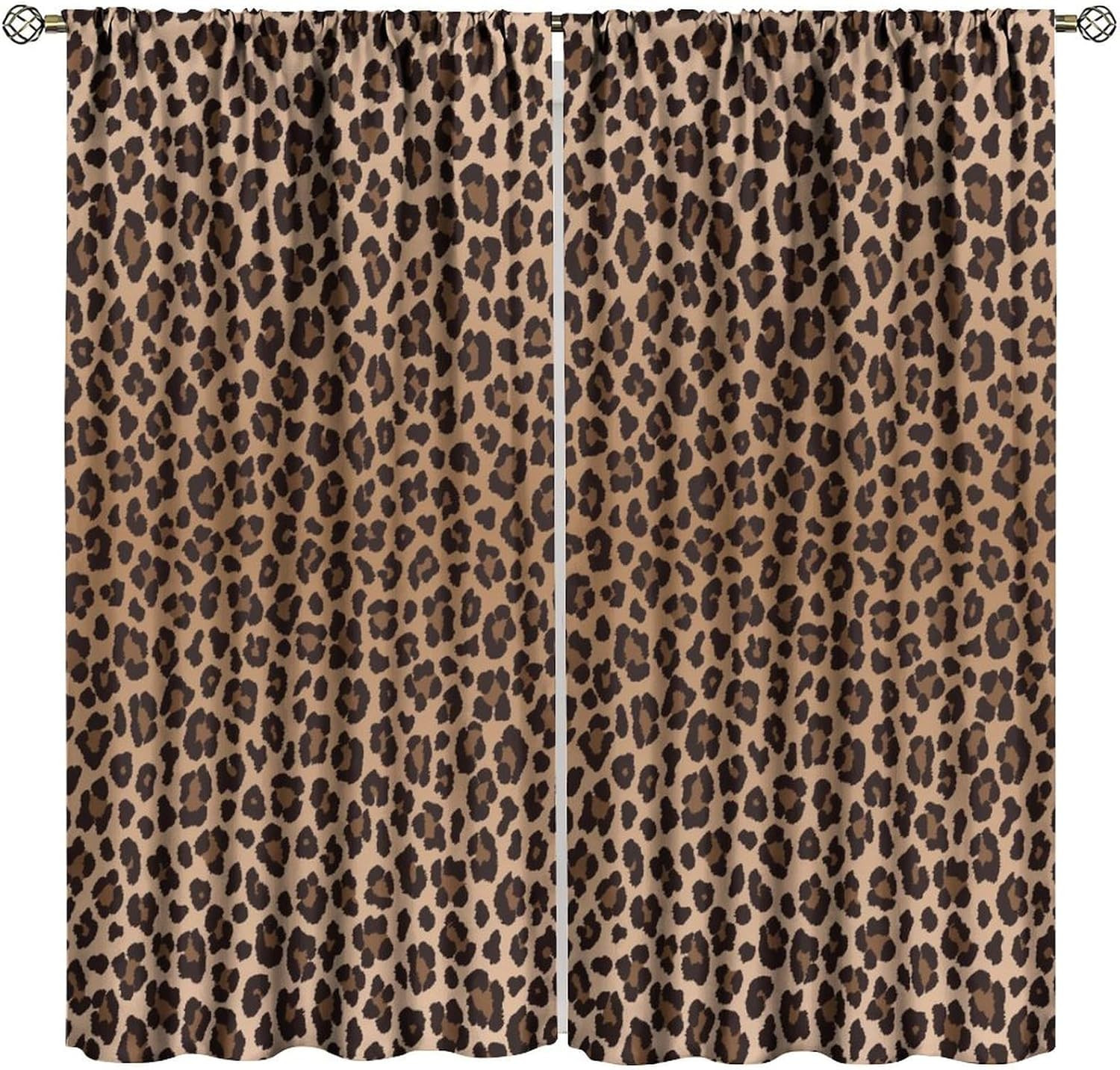 Leopard Print Blackout Curtains, 84″x84″ 2 Panel Set for Wild Home Decor