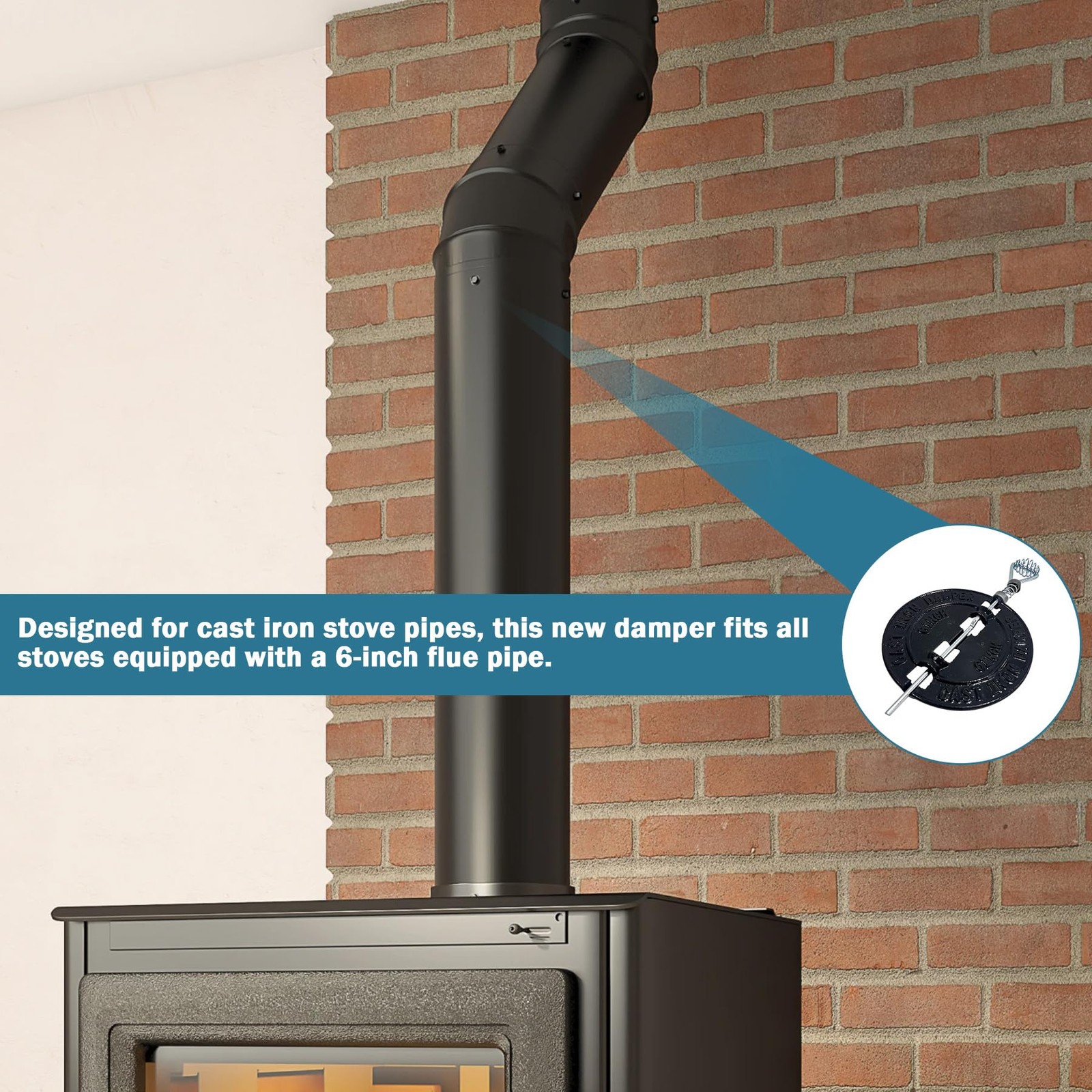 6-Inch Cast Iron Stove Pipe Damper for Efficient Ventilation